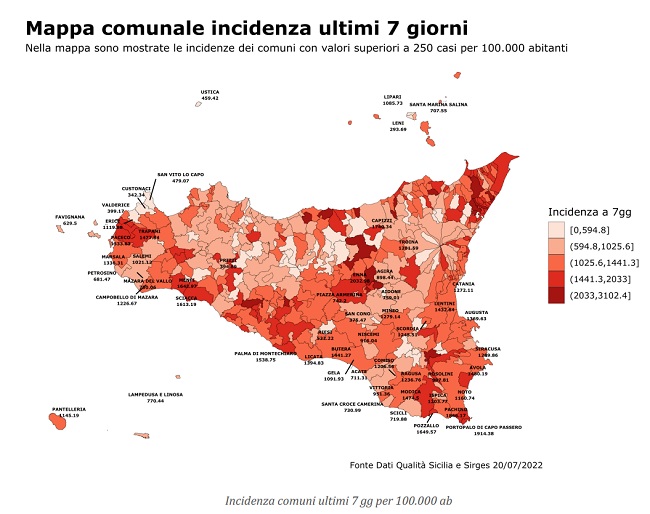 Mappa Covid in Sicilia