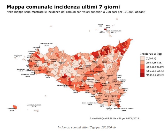Mappa Covid in Sicilia